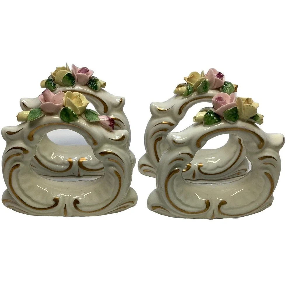 VINTAGE‎ SET OF 4 Dresden Kammer Volkstedt Thuringia Napkin Rings